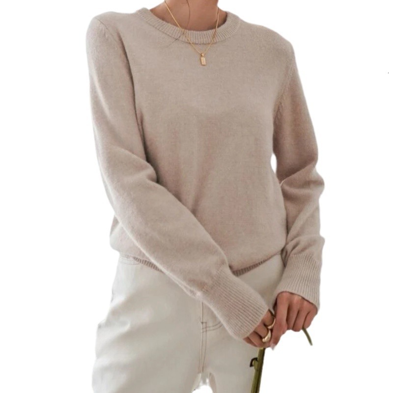 Round neck solid color women, autumn and winter new loose pullover knitted sweater for women dongdumaoyi