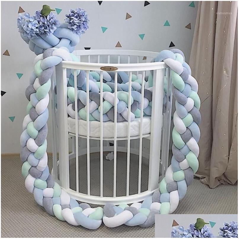 Bedding Sets Baby Bed Protector Bumper Born 4 Twist Pure Cotton Weave Plush Knot Crib Decor Ball Infant Room Decoration1 Drop Delive Dh8Wd 240925