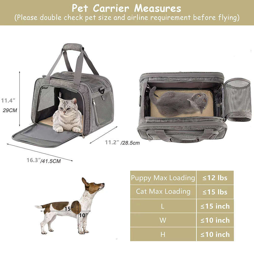 Cat Dog Carrier Bag Cat Accessories Soft Breathable Mesh Side Backpack Cat Dog Puppy Travel Bag Airline Approved Outing Supplies Zozostore