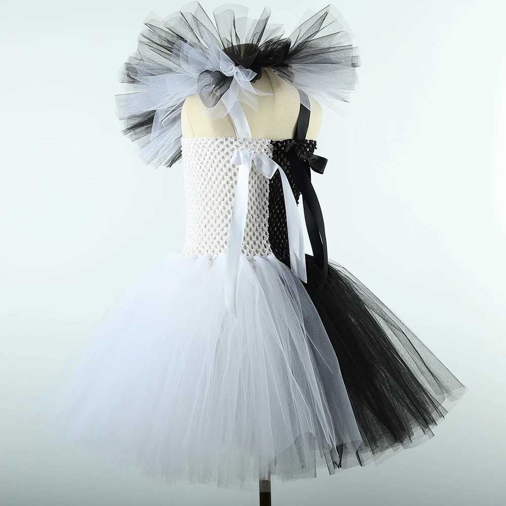 Terrifier Art Clown Costume Girl Black White Fancy Tutu Dress Up Horror Joker Dress for Kids Halloween Carnival Party CostumesY240809
