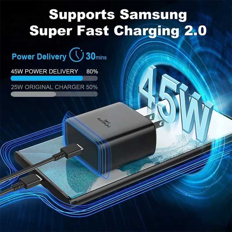 CELBRO 45W For SAMSUNG Galaxy S24 S23 S22 Ultra S24+ S23+ S22 S21 S20 FE 5G Charger Super Fast Charging Cable USB Type C AdapterM240809