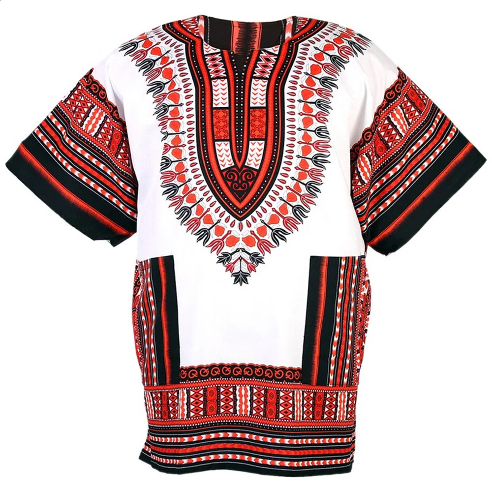 Mens Dashiki T shirt African Traditional Print Dashiki Loose Fit Unisex African Ethnic Mens Clothing Beauty Without Pocket Top 240809