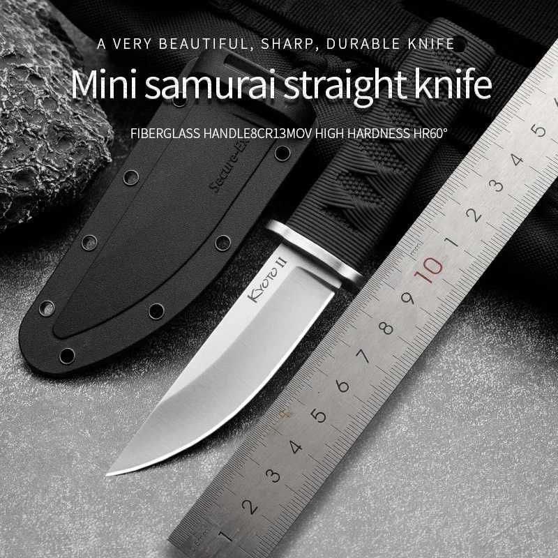 EDC Mini Samurai Combat Knife Outdoor Tactical Military Fixed Knives 440C Blade ABS Plastic Handle Hunting Survival Gear ToolsXJ240808