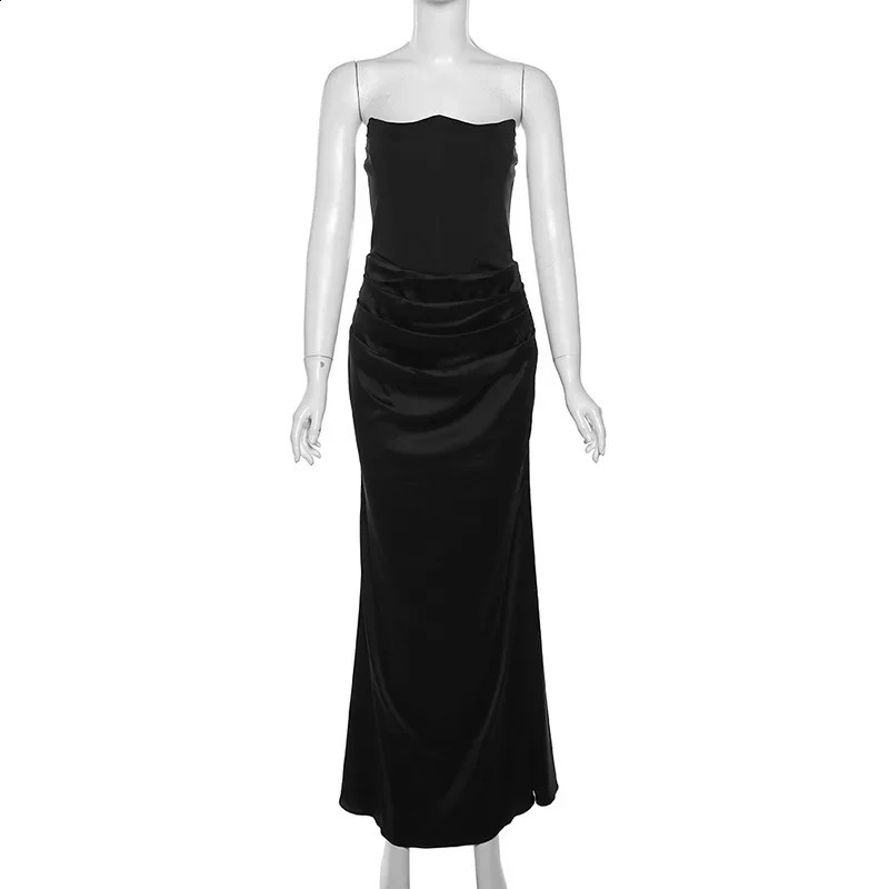 Strapless Backless Sexy Evening Party Maxi Long Dress Vestido for Women Autumn Winter Sleeveless Bodycon Dresses Outfits Gift 240814
