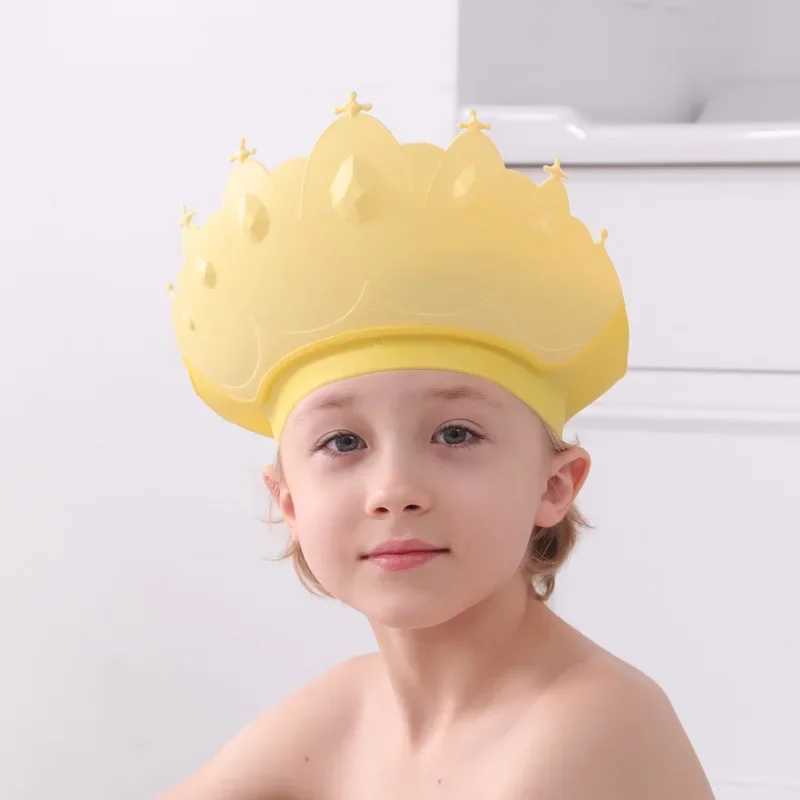 Adjustable size childrens shampoo cap Crown baby shower cap Cartoon bath pad Baby hair care cover Waterproof capW240717