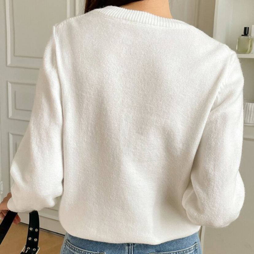 Round neck solid color women, autumn and winter new loose pullover knitted sweater for women dongdumaoyi