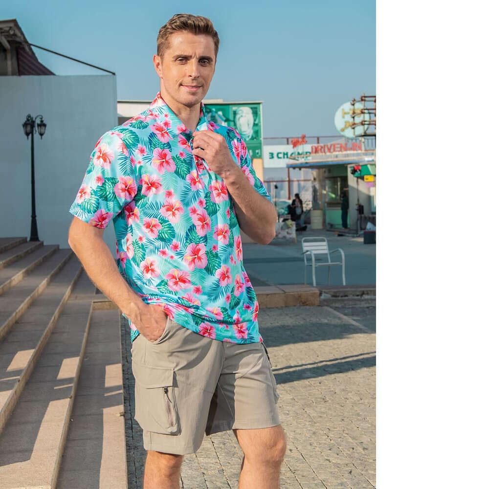 Fashion Mens Polo shirt Shirts Short Dry Fit flower 3D Print Moisture Wicking Funny Golf Shirt Polos shirts tshirt Casual tops summer clothes