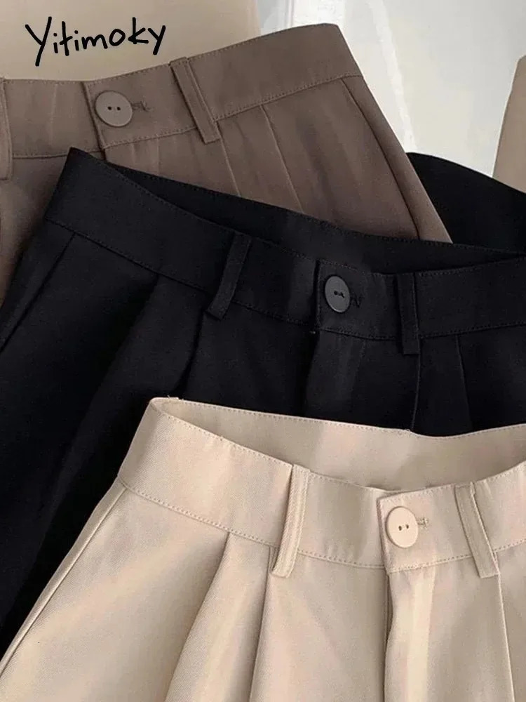 Yitimoky Black Suit Pants Women Casual High Waist Korean Fashion Office Elegant Straight Spring Summer Fall Winter Trousers 240816