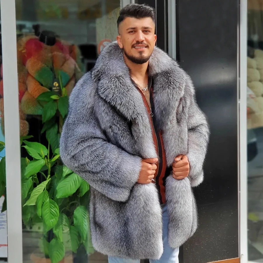 Real Fox Fur Coat Mens Fur Jacket Fashion Winter Warm Fur Coat Selling Arrival 240809