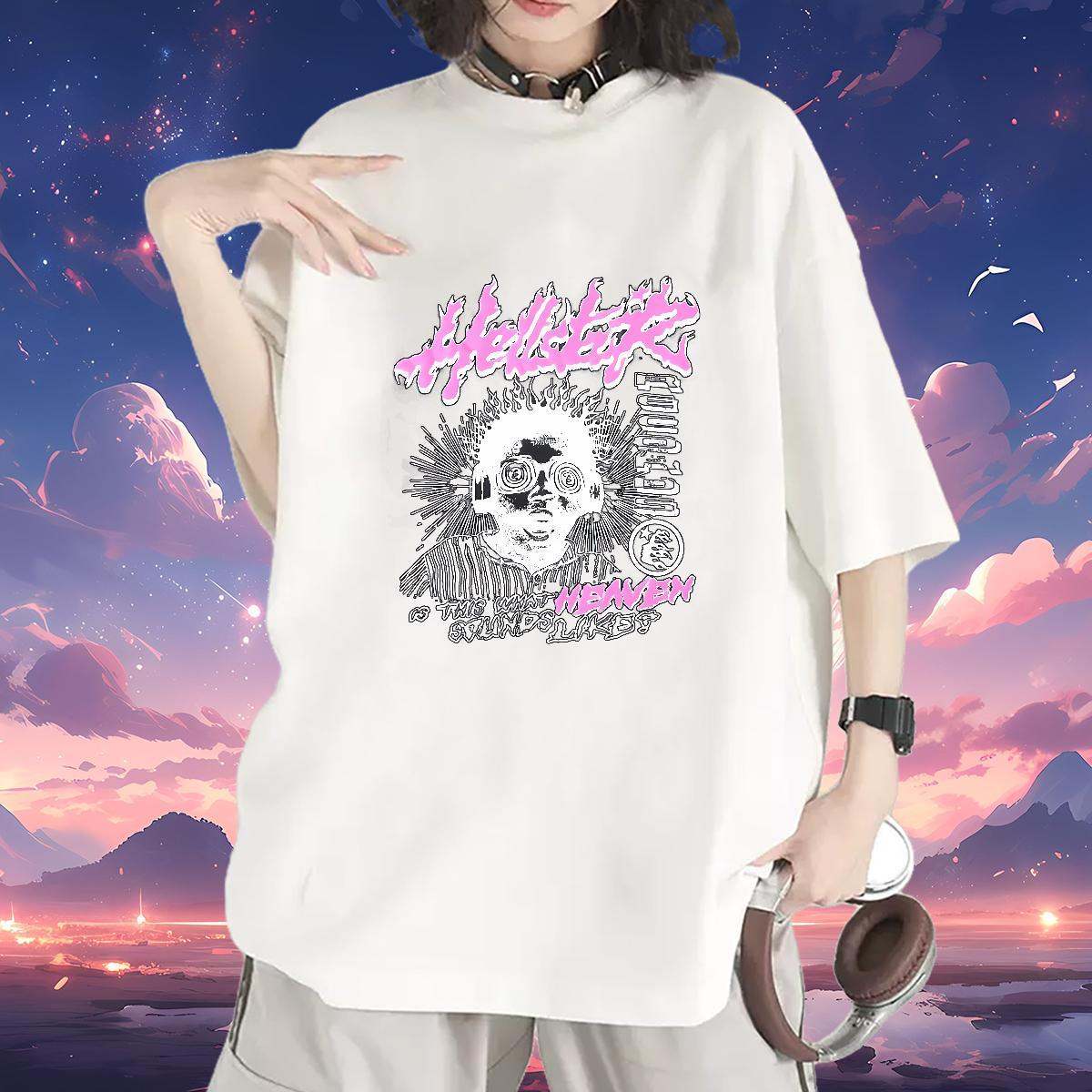 Unisex Couples T Shirts 100% Cotton 230g letter High Street Hip Hop T Shirts Women O-Neck Short Sleeve Custom Cartoon Tshirts