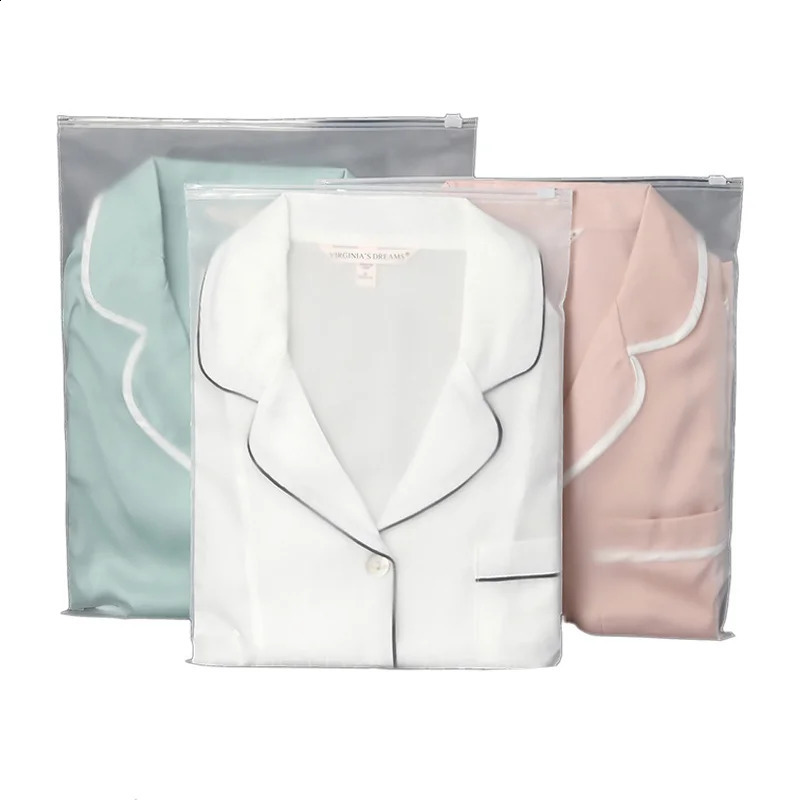 50 pieces of PE polyethylene transparent zipper bags scarves jackets shirts socks home travel storage clothing packaging printing 240809