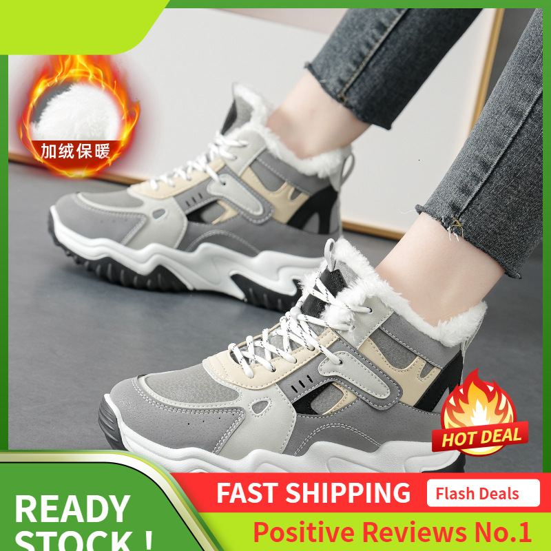 Ddmysports Ddmysports Little White Autumn New Collection With Veet Dad For Women Thick Bottom Versatile Casual Sports Igh Top Shoes Outdoor OUTDOOR