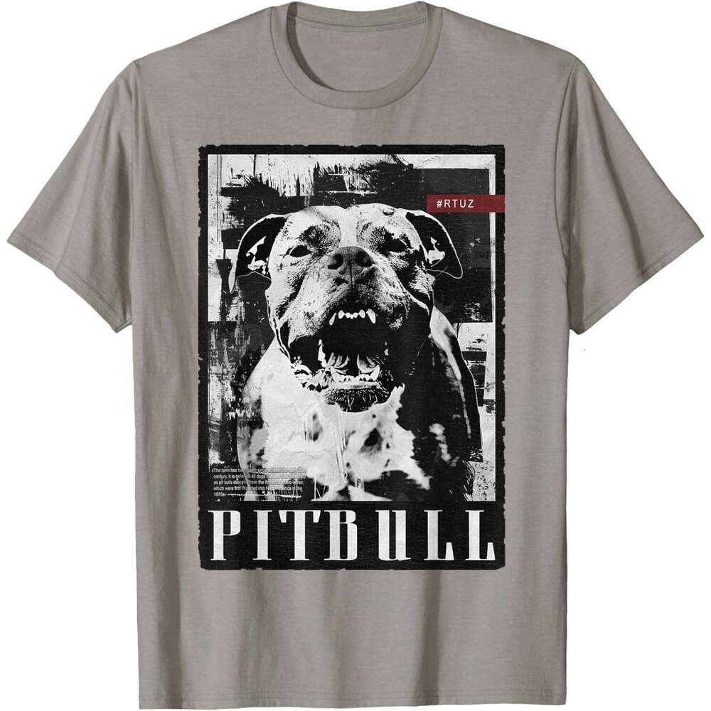 T shirt for Mens Wild Dog Pitbull Terrier Portrait Bulldog Dog Owner Pitbull T-Shirt Black White Shirts Tshirt Graphic Tee Casual Tops Clothes Short s