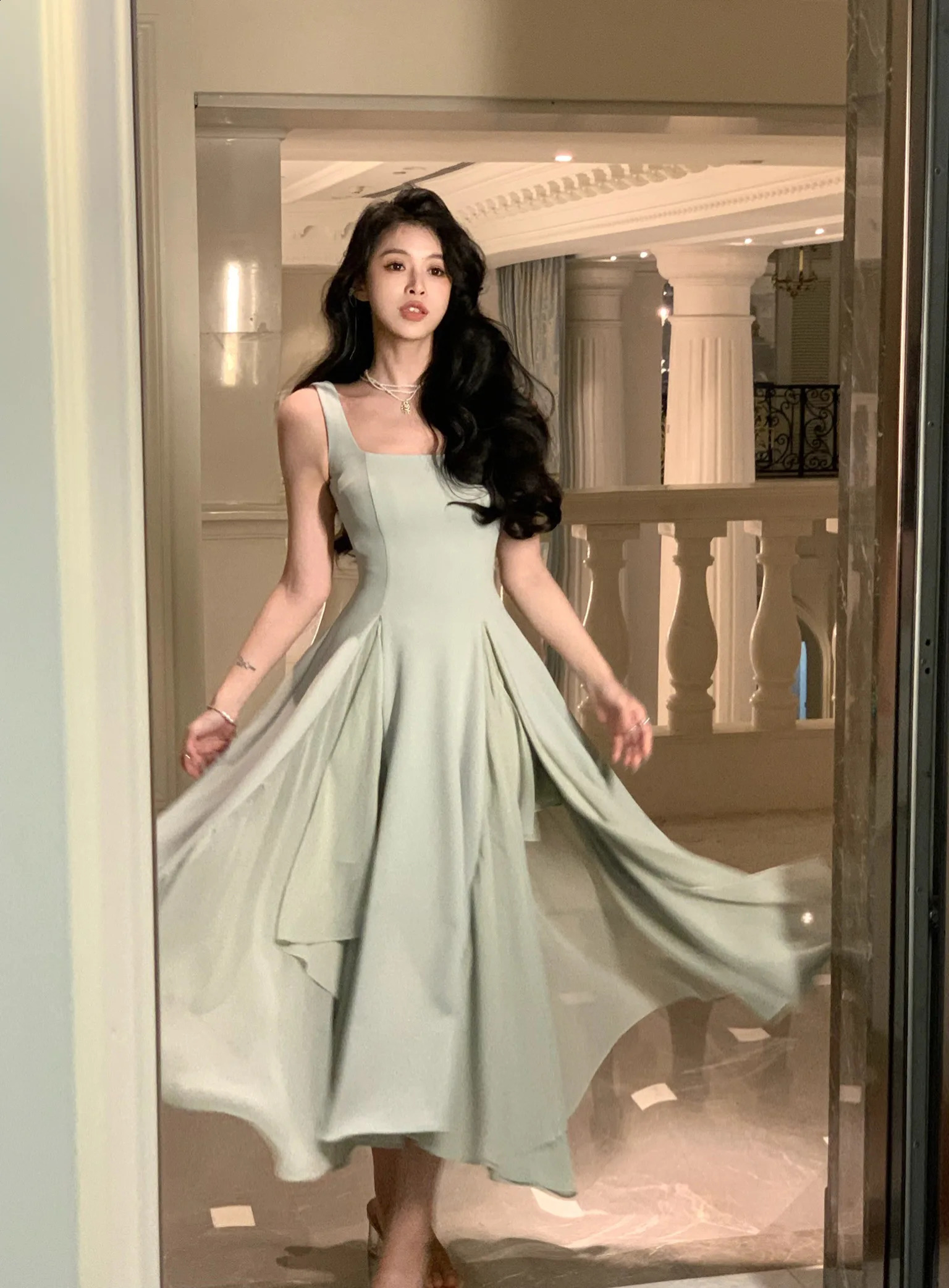 French Elegant Ruffles White Midi Dresses Summer Evening Party Women Clothes Fashion Sundress Birthday Ladies Dresses 240809