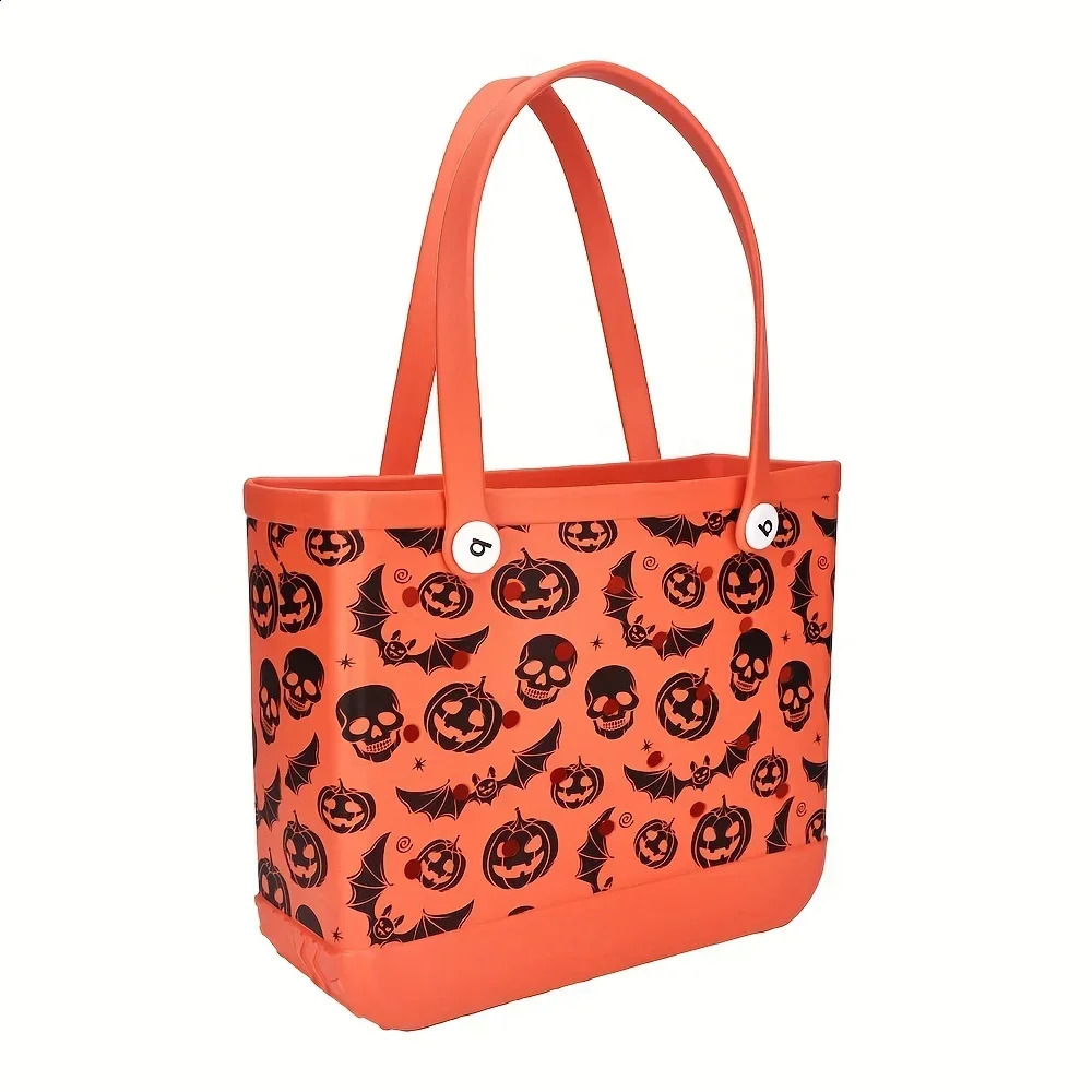 3 Halloween EVA Beach Bag Fashionable Storage Pumpkin Skull Shopping Outdoor Travel And Camping Handbag 240809 4