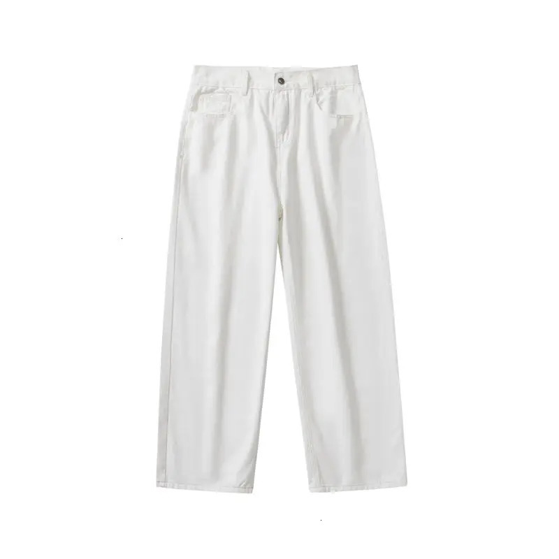 Wide Leg Jeans Men Fashion Casual White Jeans Men Streetwear Korean Loose Hip-hop Straight Jeans Mens Denim Trousers M-3XL 240809