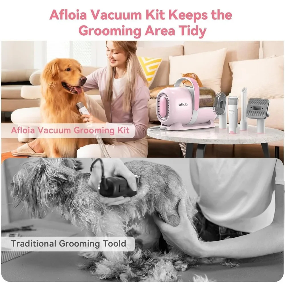 Dog Grooming Kit Pet Grooming Vacuum Dog Clippers Dog Brush for Shedding with 5 Pet Grooming Tools 240808