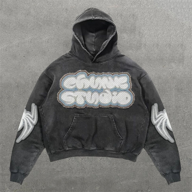 Vintage skeleton hand print hoodie streetwear oversized harajuku y2k top casual hoodies sweatshirt tracksuit men clothing 240716