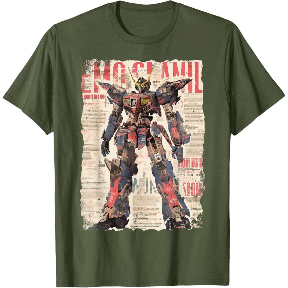 T shirt for Mens Gundam Cyberpunk Japanese cyborg futuristic robot T-Shirt Shirts Tshirt Graphic Tee Casual Tops Clothes Short sleeve Free shipping