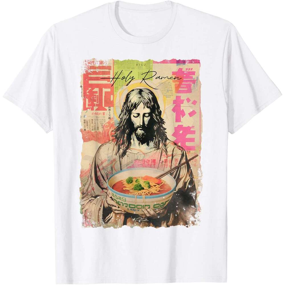 T shirt for Mens Holy Ramen Noodle Asia Art Anime Manga Jesus Ramen T-Shirt Shirts Tshirt Graphic Tee Casual Tops Clothes Short sleeve