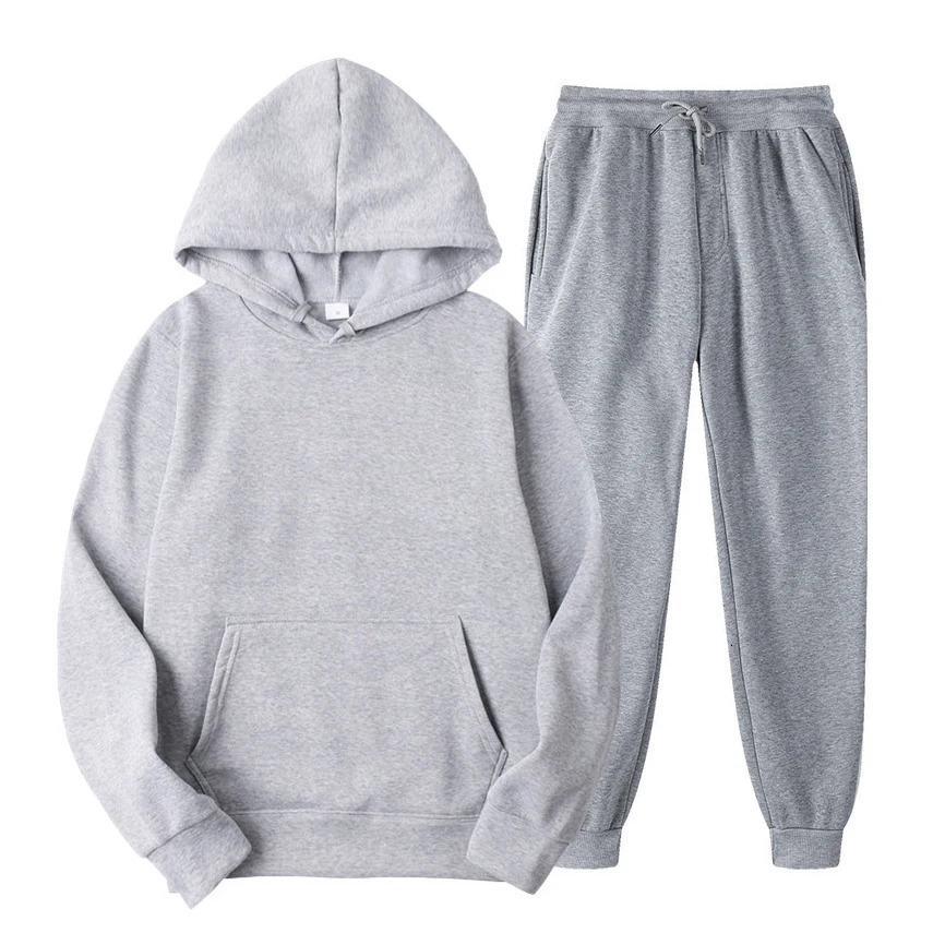 Plain Fleece Hoodie And Jogger Set Men Jogging Suits Tracksuit Set Unisex Sweatsuit Track Suits For Men Chandal Hombre 240829 - view 5