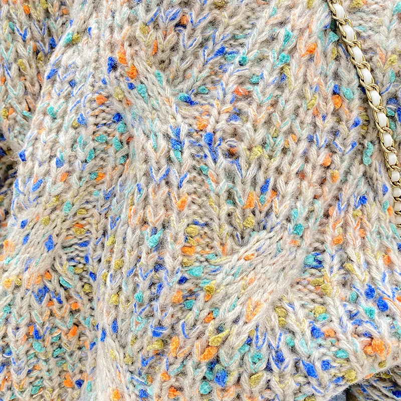 Chunky Knit Sweater Multicolor Thick Woolen Cable-knit Pullover Jumper for Women Autumn Winter Korean Fashion Outfit 240809