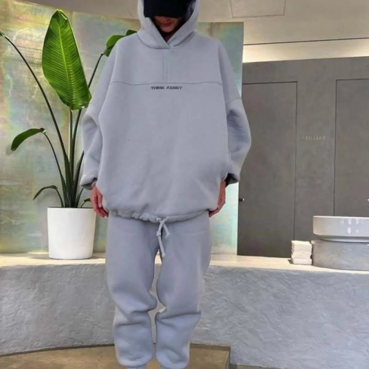 Womens Fashion Outfits Letterprinted Longsleeved Drawstring Hoodie Girdling Pants Sports Suit Casual Female 2piece Set 240808