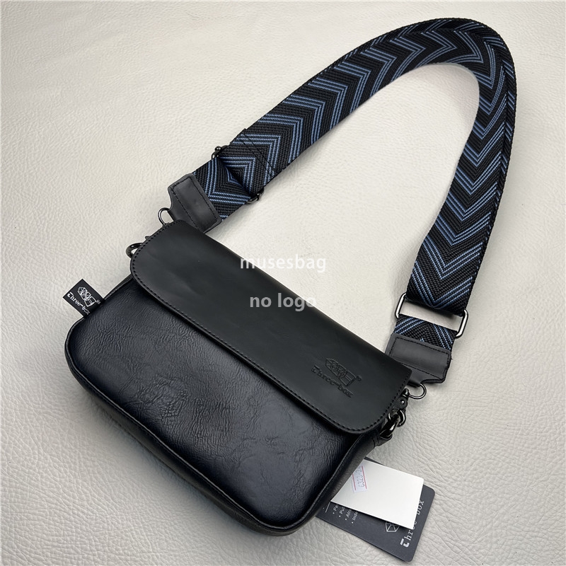 Fashion trend Crossbody bag Fashion brand men's shoulder bag casual ribbon diagonal men's and women's flip bag