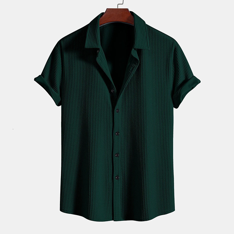 2024 Summer New Collection Short Sleeve Solid Color Men's Stand up Collar Shirt