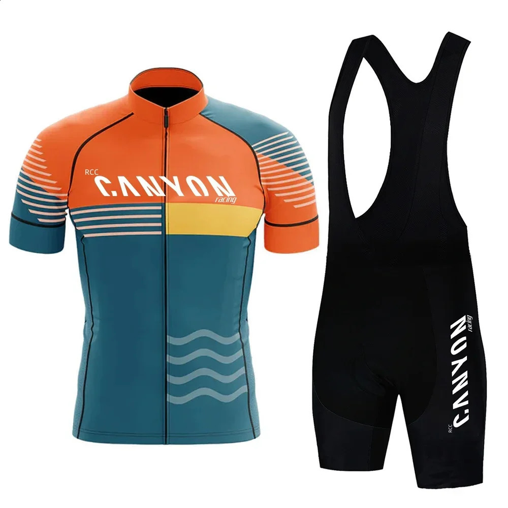 Men Cycling Jersey Set Summer Short Sleeve Breathable MTB Bike Cycling Clothing Maillot RCC CANYON Uniform Suit 240731