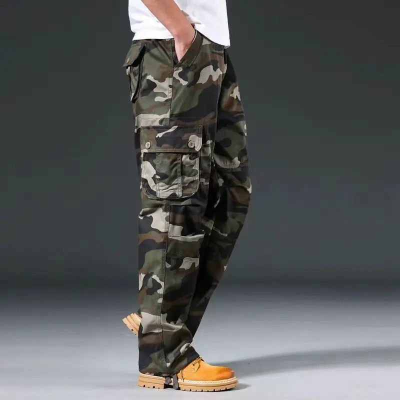 camouflage pants mens casual multi pocket cargo Trojan horse hiphop runner city coat flag tactical M5XL 240808