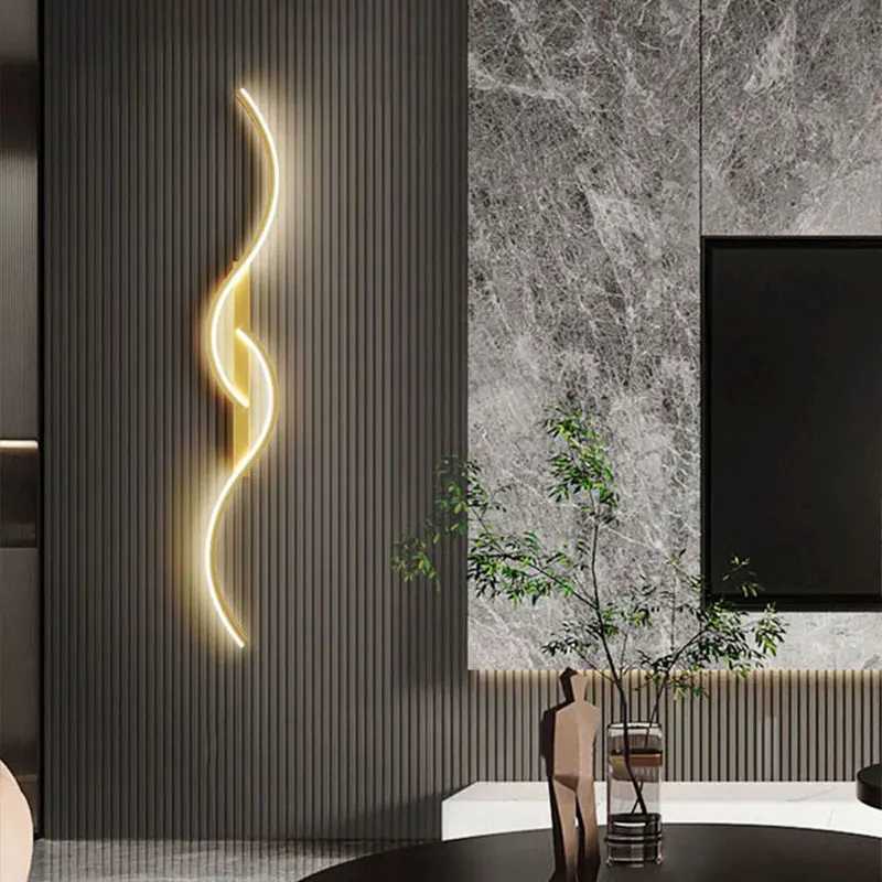 Indoor LED wall lamp for TV background bedroom black gold indoor LED wall lamp for corridor channel AC85-265V B240808