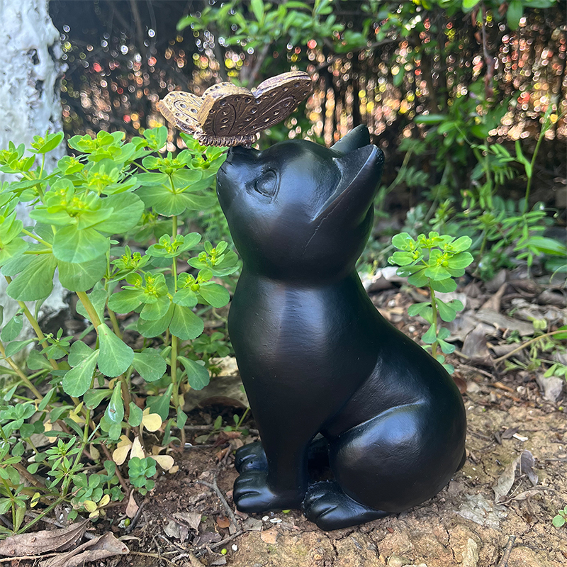 Resin Crafts Outdoor Garden Statue Butterfly Kissing Cat Statue Indoor Tabletop Ornament