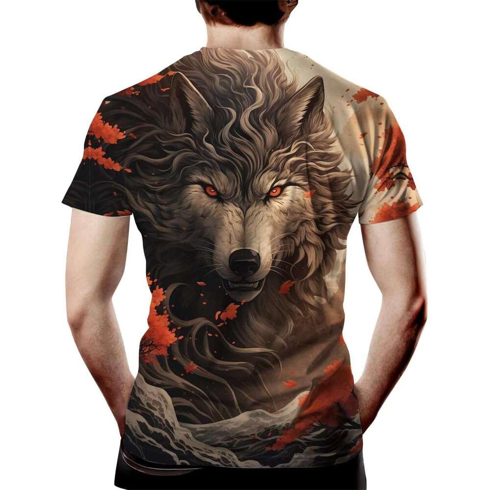 Mens T shirt Unisex The Mountain Shirt Funny Animal Wolf Digital Print Short Sleeved T-Shirt shirts tshirt graphic tee Casual tops summer clothes Shor