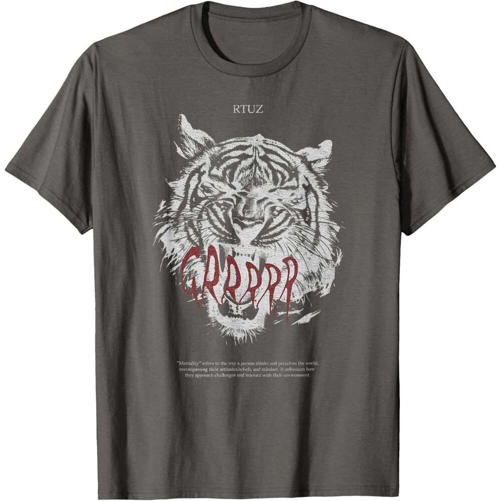 T shirt for Mens King of the Beasts Vintage Wild Cat Head Zoo Asian Tiger T-Shirt Shirts Tshirt Graphic Tee Casual Tops Clothes Short sleeve