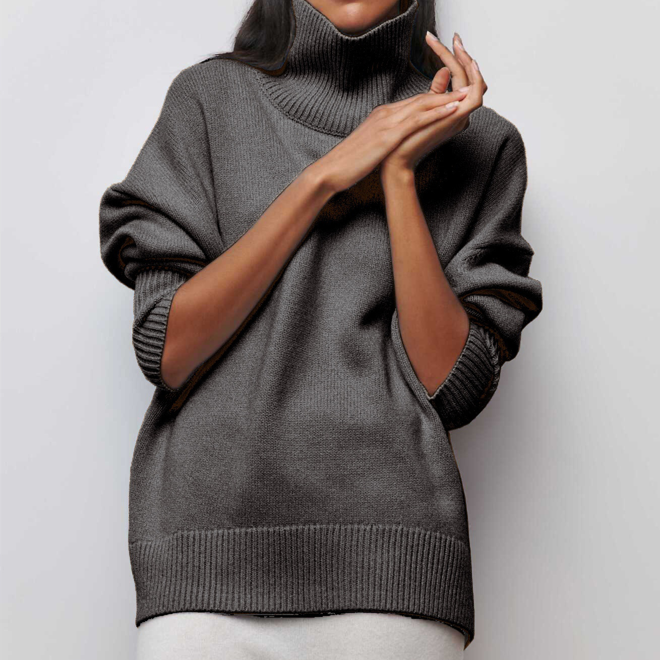 Women's new long thread loose high neck autumn/winter Russian knit sweater dongdumaoyi