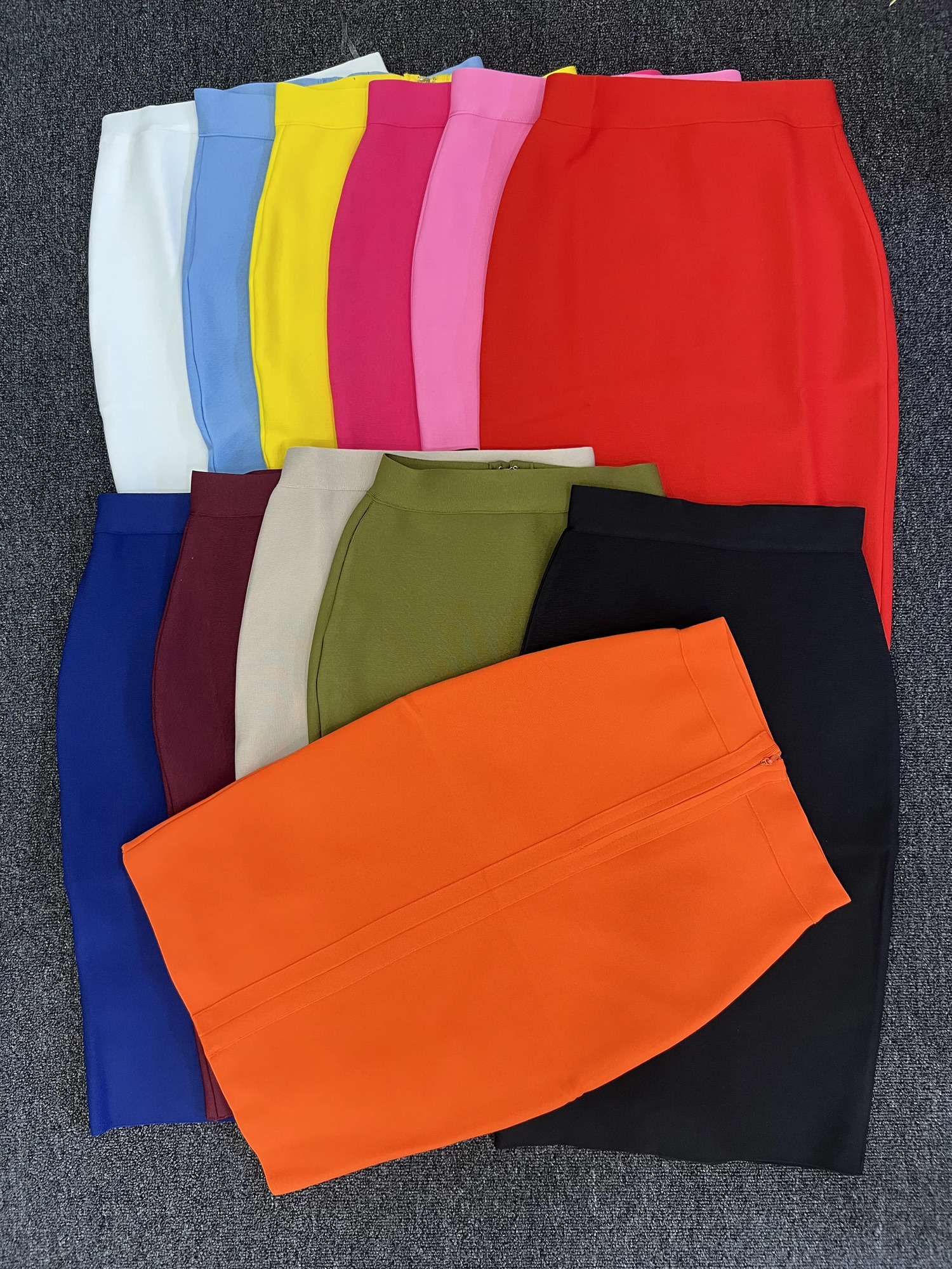 60CM Knee Length Stretch Bandage Skirts Women Candy Color Bodycon Pencil Skirt Ladies Elegant Office Business Formal XL XXL 240809