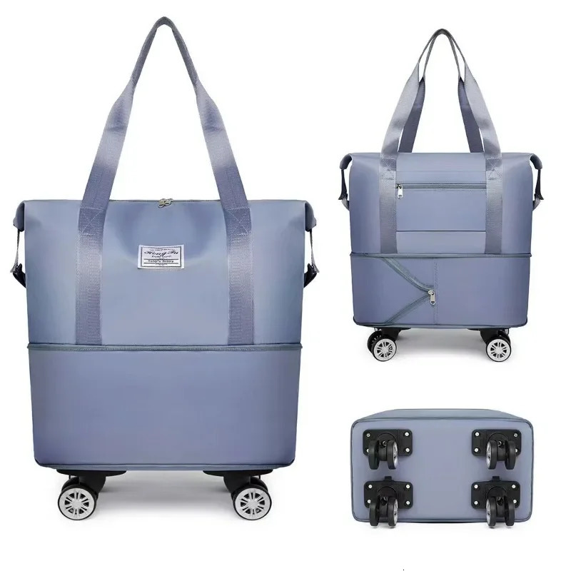 Universal wheel travel bag lightweight carrying luggage storage delivery bag dry wet separation large capacity fitness yoga bag 240904