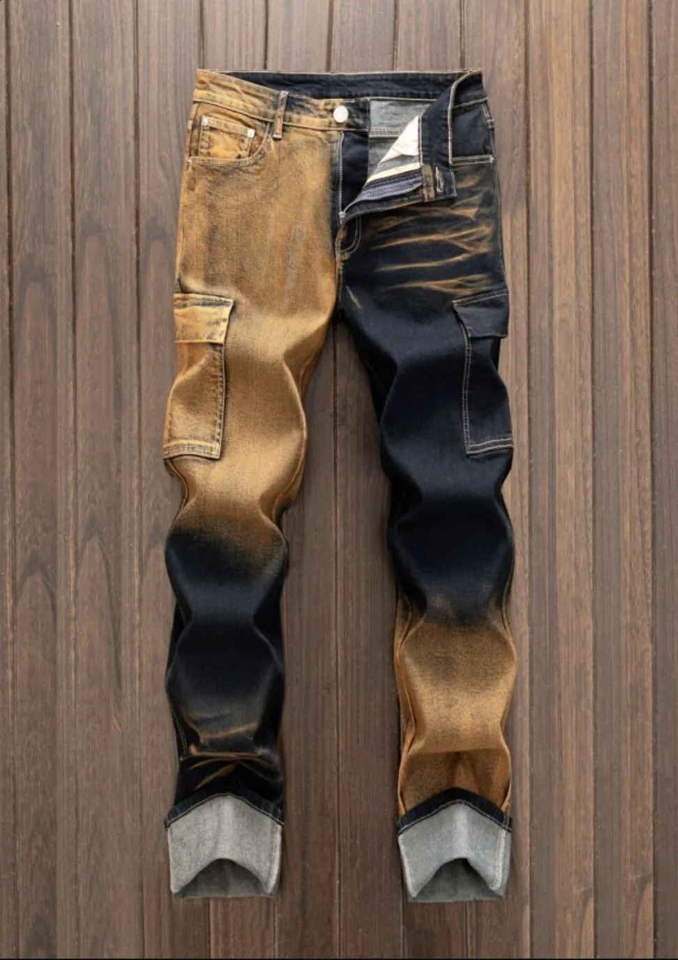 Mens straight leg vintage jeans fashionable street style mens jeans all season wear 240809