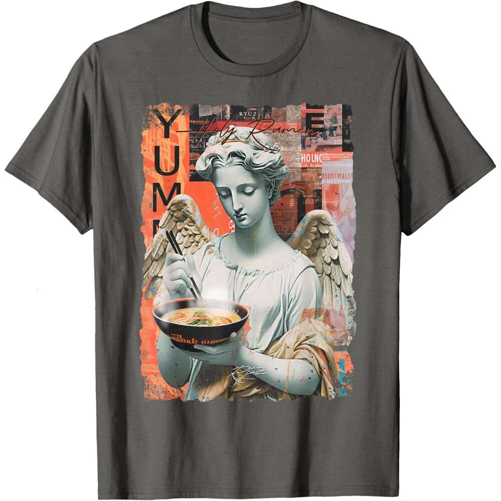 T shirt for Mens Holy Ramen Noodle Asia Art Anime Manga Angel Ramen T-Shirt Shirts Tshirt Graphic Tee Casual Tops Clothes Short sleeve