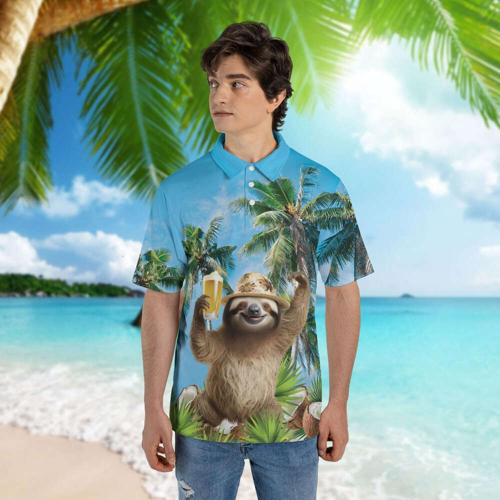 Fashion Mens Polo shirt Drinking Beer for Shirts Short 3D Summer Print Funny Golf Dry Fit Set Polos shirts tshirt Casual tops summer clothes