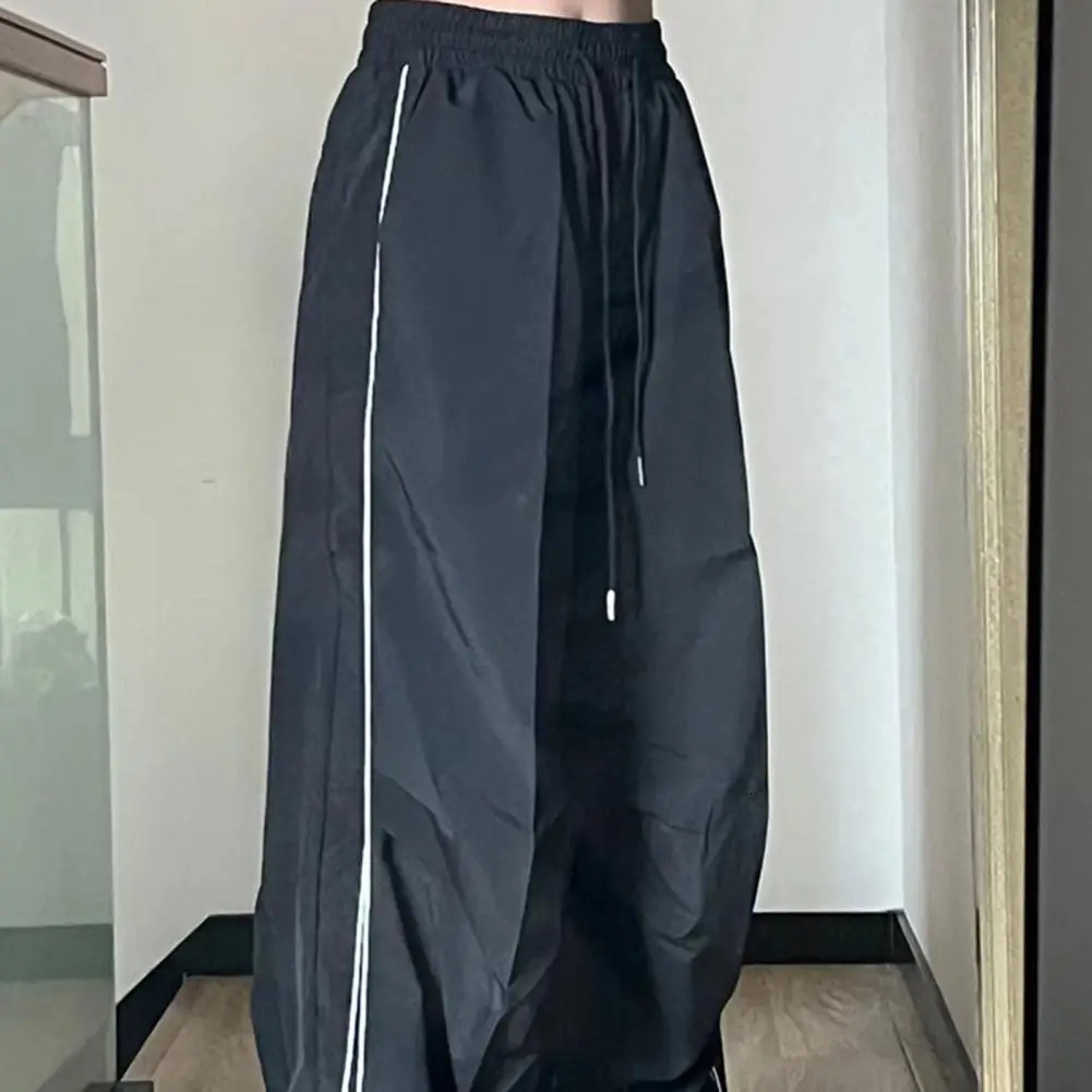 Sports casual pants hiphop style sports retro unisex wide leg elastic waist soft and breathable 240808