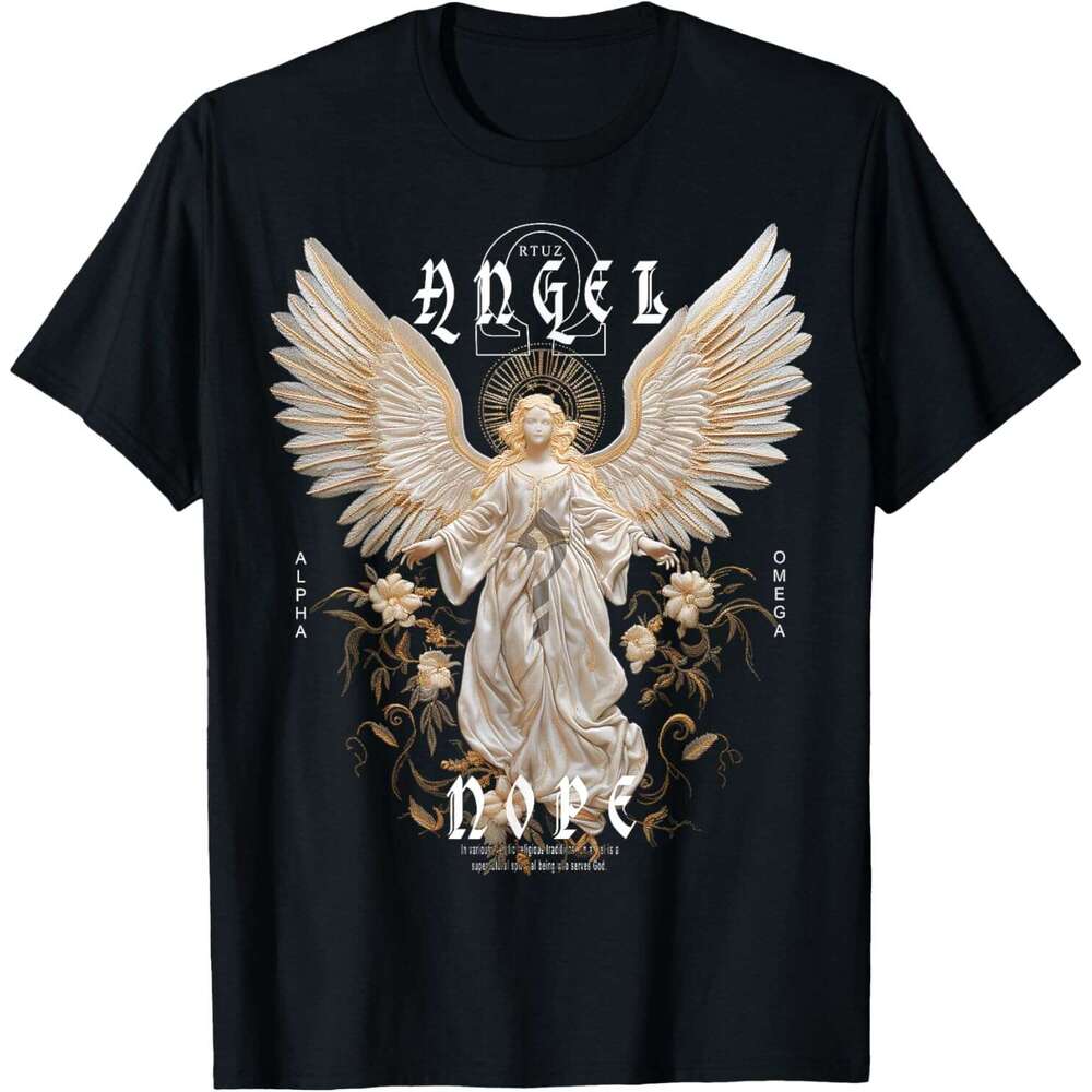 Fashion T shirt for Mens Angel Guardian Angel Wings Holy Angel T-Shirt Shirts Tshirt Graphic Tee Casual Tops Clothes Short sleeve