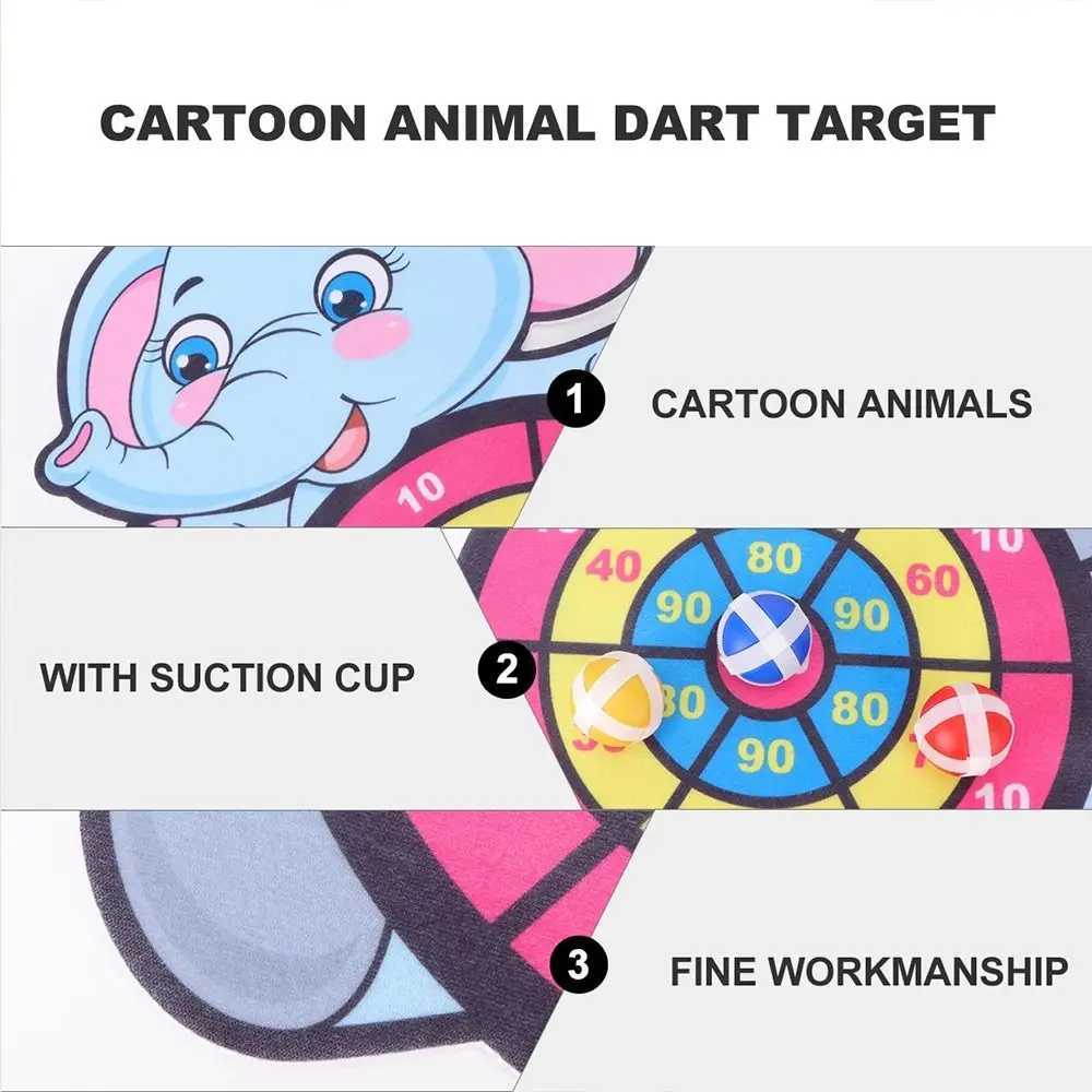 Children Education Cartoon Sports Accessories Elephant Arithmetic toy Dart Toy Sticky Ball Animal Dart Board Y240807