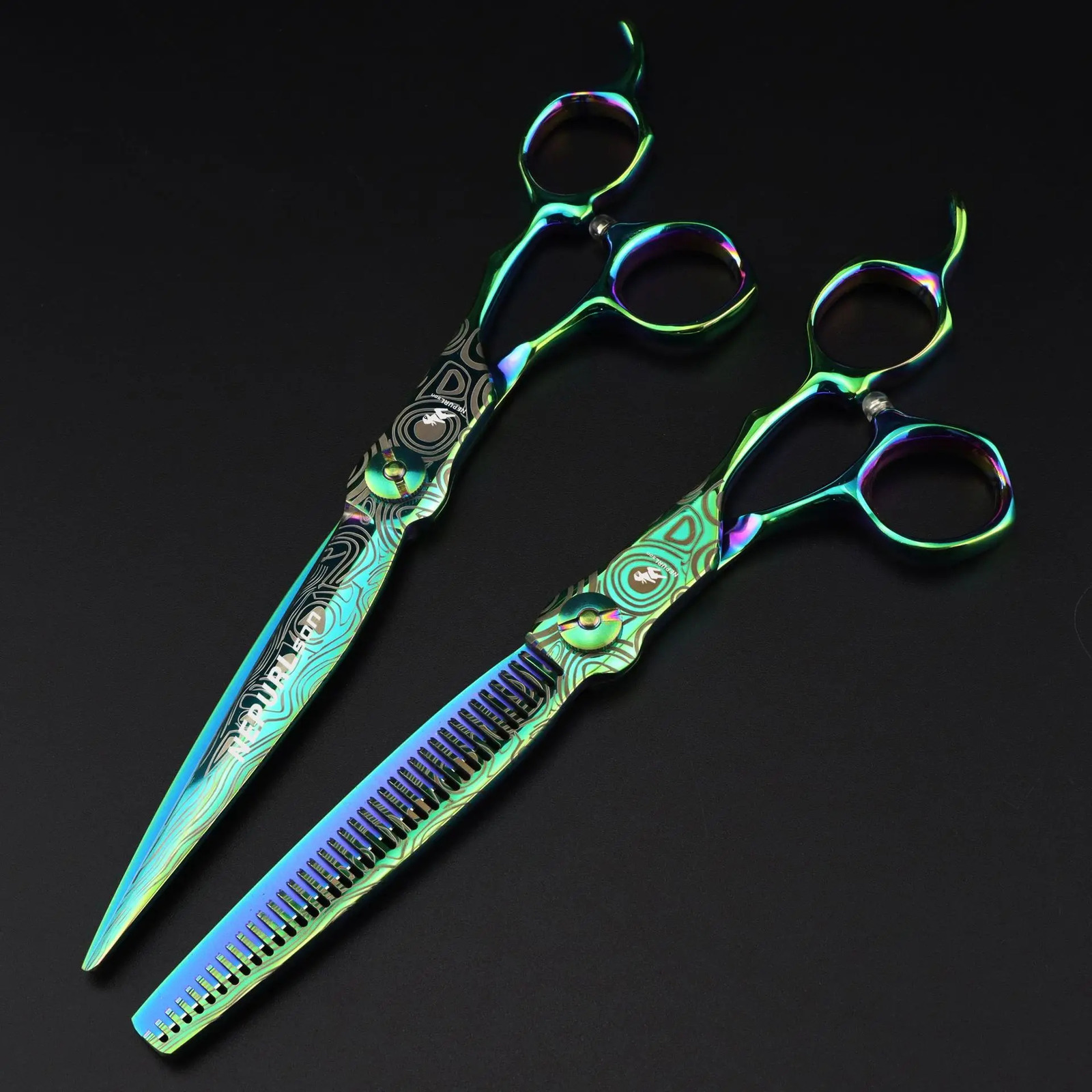 Professional Green JP440c Steel 7 Damask Pattern Hair Scissors Haircut Thinning Barber Cutting Shears Hairdresser Scissors 240808