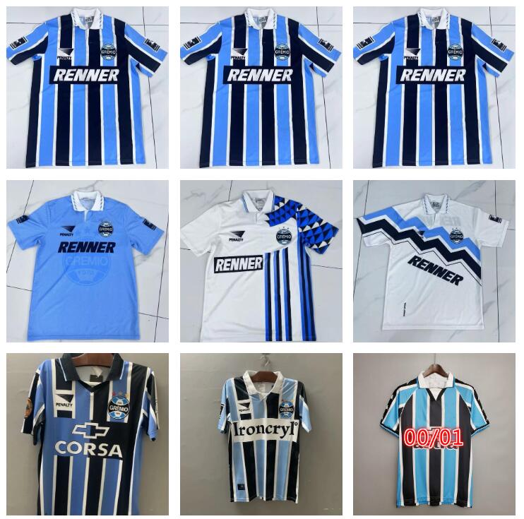 1994 1995 1996 1997 1998 1999 2000 2001 Gremio retro soccer jerseys Ronaldinho ZINHO NENE WARLEY Alegre home blue vintage old classic football shirt Camisa de futebol