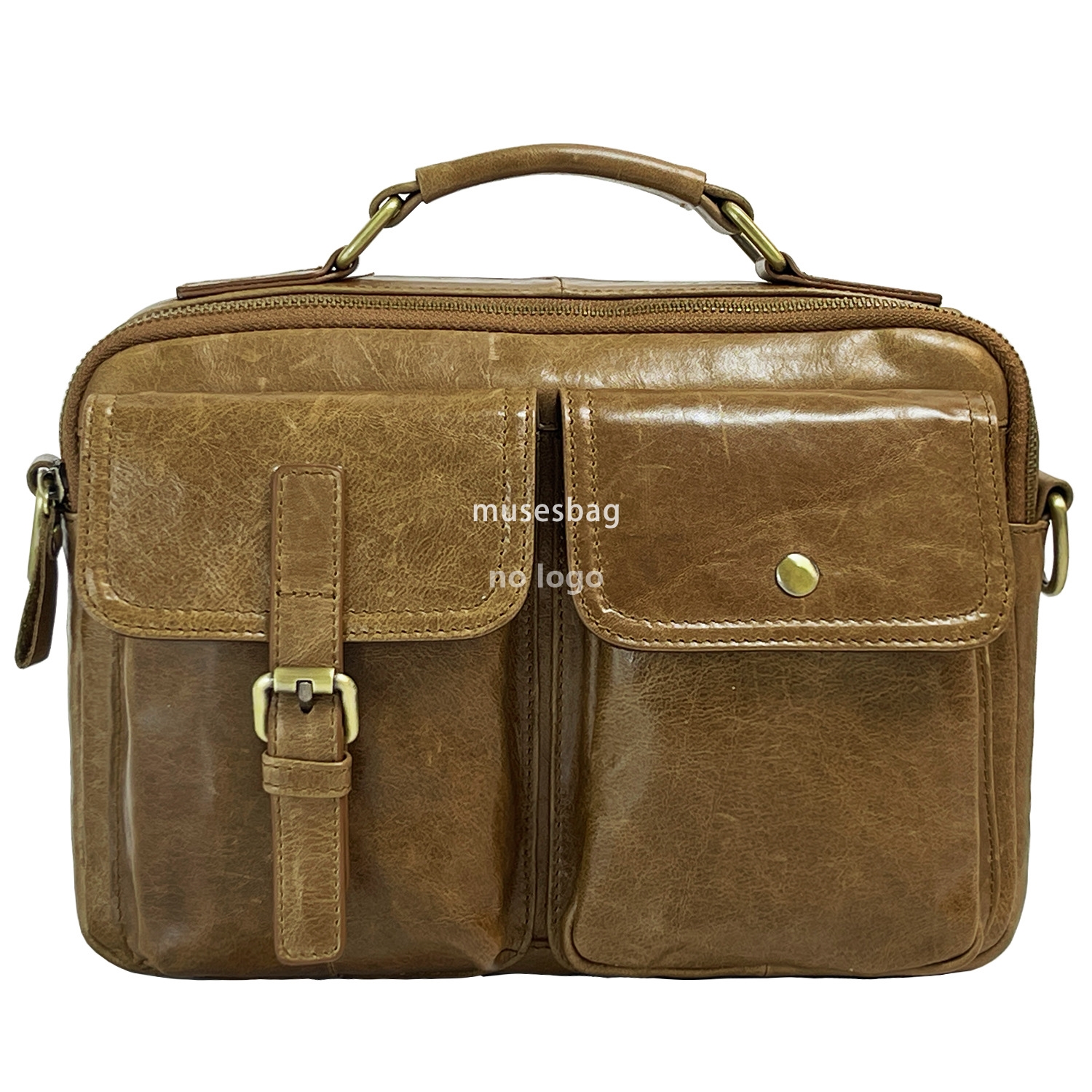 Leather men's large capacity crossbody bag briefcase Multi-functional single shoulder crossbody hand bag head layer cowhide