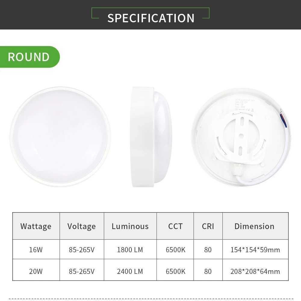 16W 20W Outdoor LED Wall Lamp Garden Porch Surface Mounted Oval Sconce Lighting Bathroom Moistureproof Ceiling Light 110V 220V Z250220