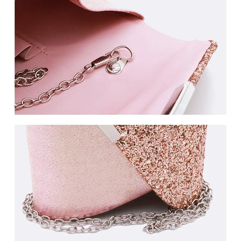 Womens clutch glitter evening party handbag portable black gold sier pink wedding wallet envelope 240808 e57a 4
