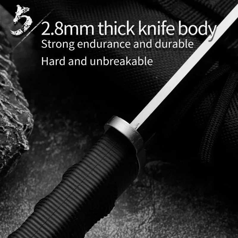 EDC Mini Samurai Combat Knife Outdoor Tactical Military Fixed Knives 440C Blade ABS Plastic Handle Hunting Survival Gear ToolsXJ240808